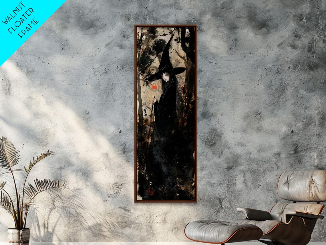 Enchanting Witch In Black Holding Red Rose Gothic Fantasy Art Poster - Image 3