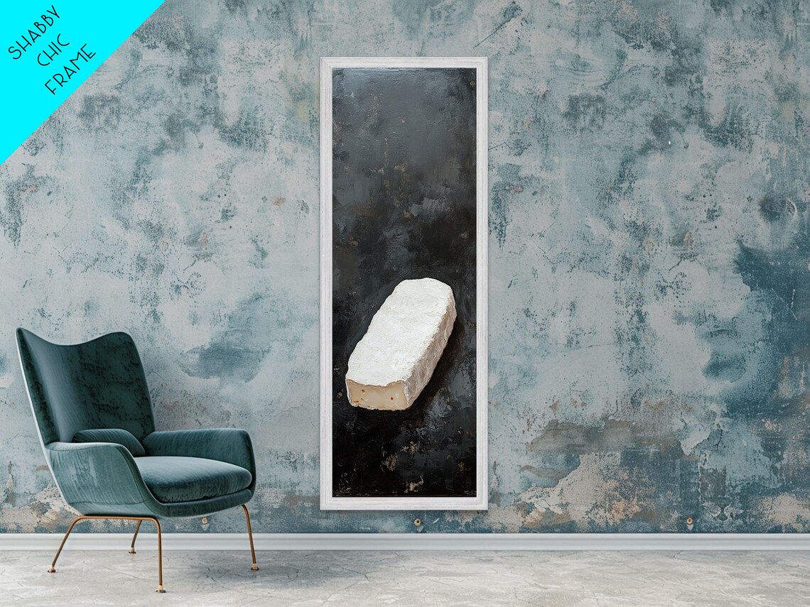 Brie Cheese Wedge Minimalist Black Background Still Life Wall Art - Image 5