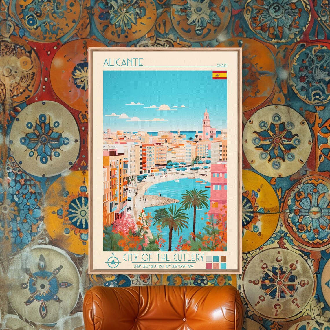Alicante Spain Travel Poster, Mid-Century Modern - Image 4