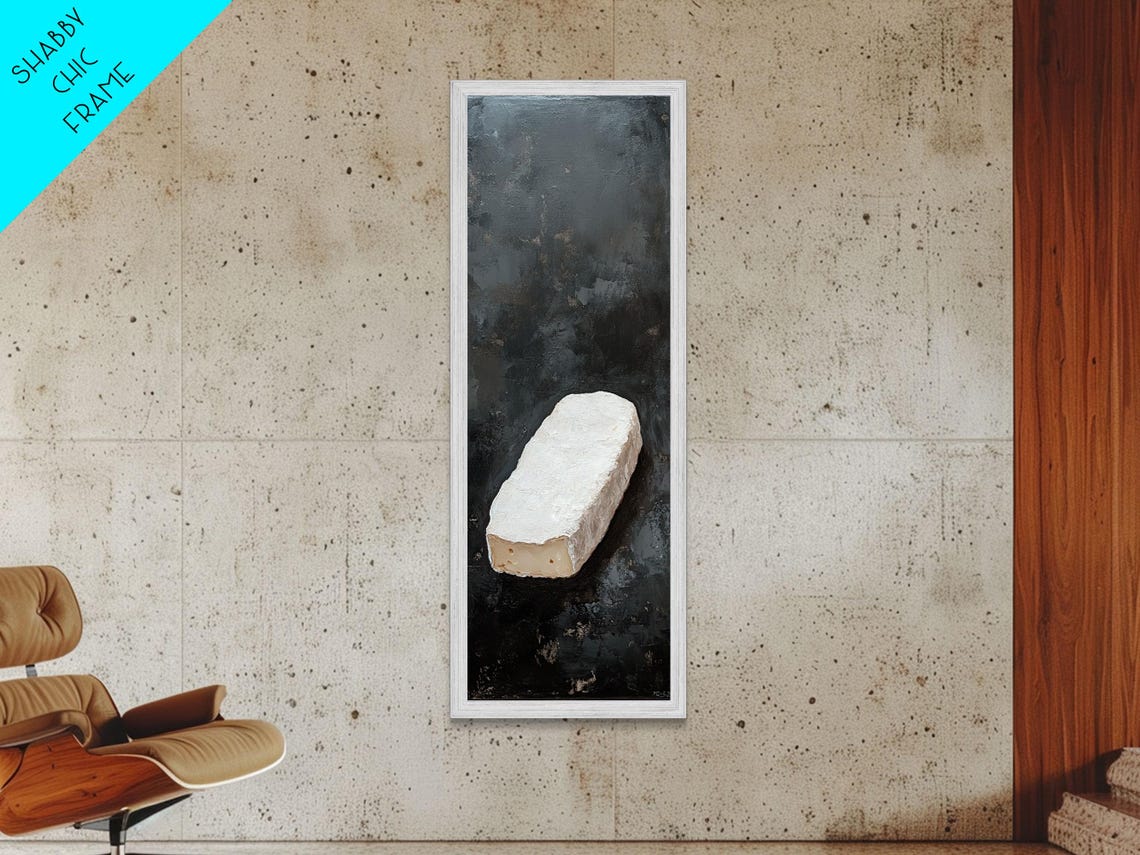 Brie Cheese Wedge Minimalist Black Background Still Life Wall Art - Image 3