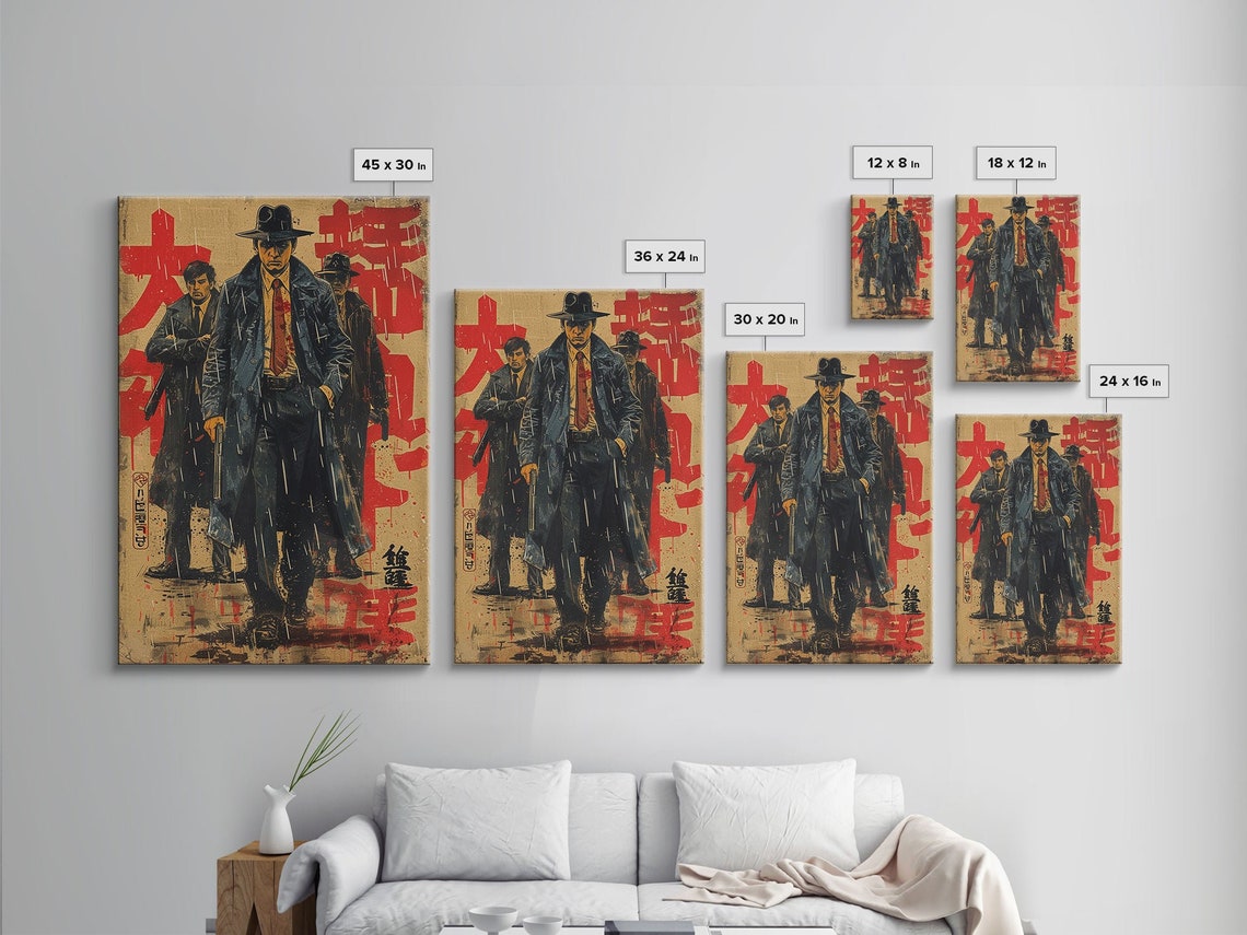 Japanese Noir Gangster Rain Trench Coat Detective Comic Wall Art - Image 2
