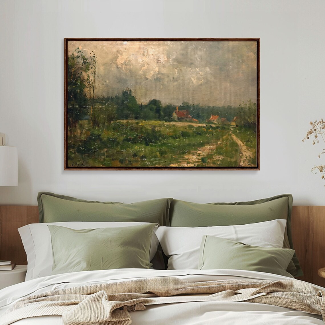 Countryside Farmhouses Dirt Path Vintage Impressionist Painting Print - Image 4