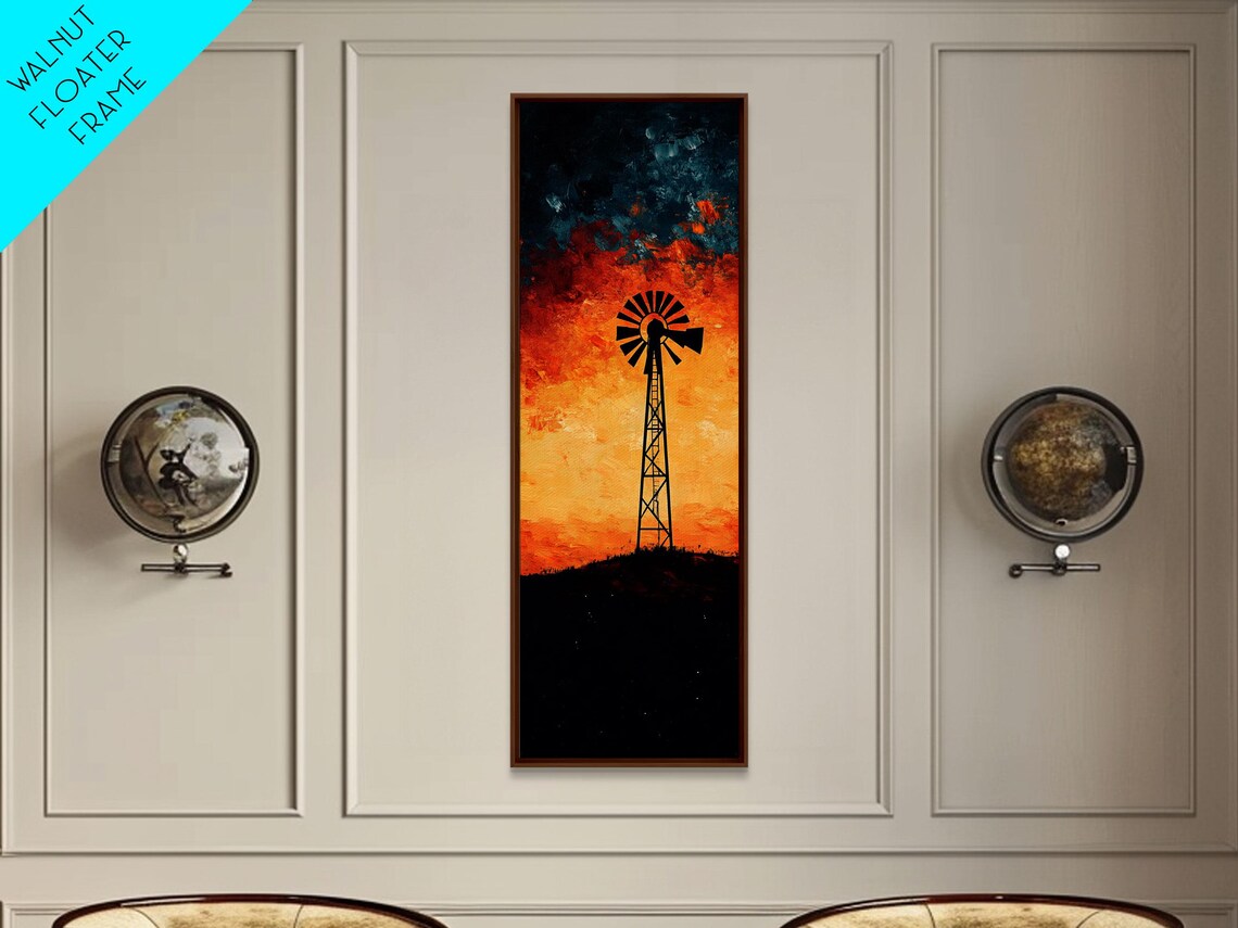 Windmill Print Southwest Wall Art Moody Desert Sunset Artwork Rustic Decor Joshua Tree Inspired Gift Idea For Her