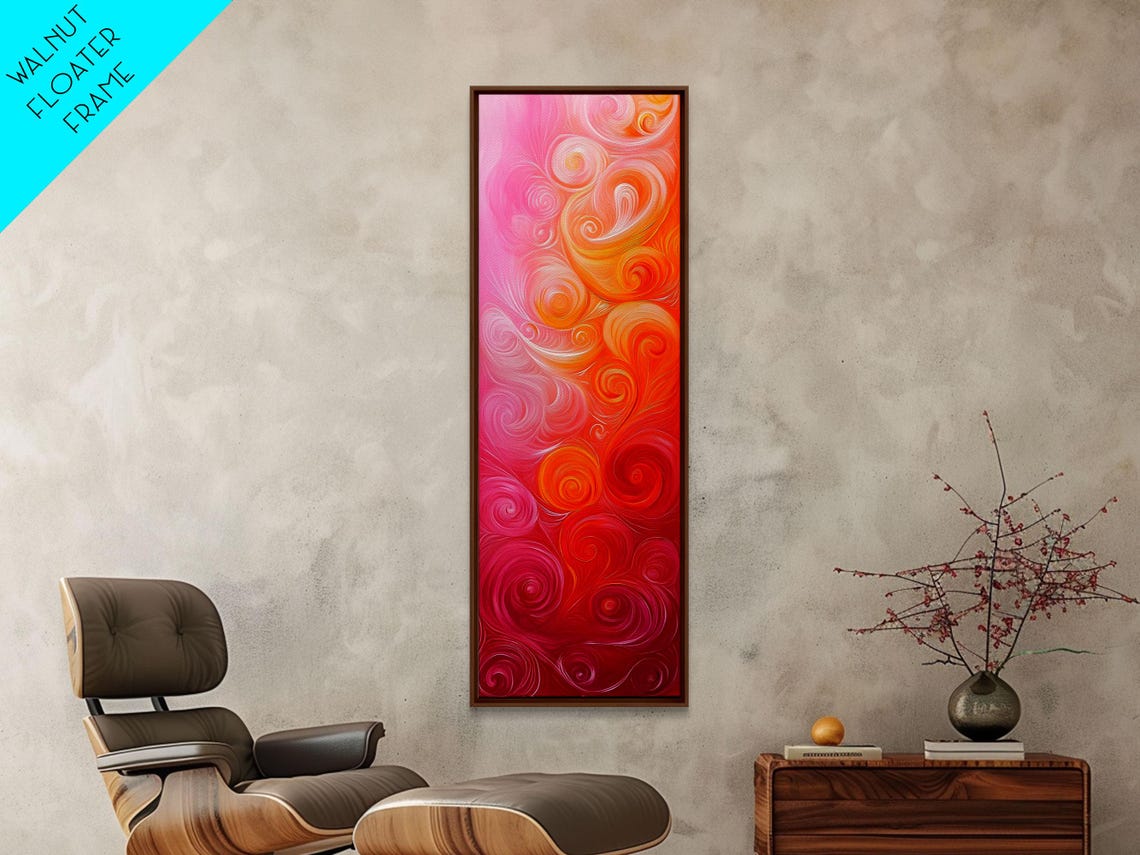 Vibrant Pink Orange Abstract Swirl Art Tall Vertical Poster Decor - Image 4