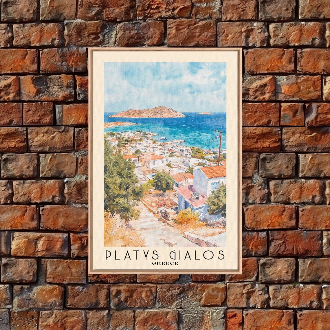Platys Gialos Greece Island Town White Houses Aegean Sea View Travel Poster - Image 4