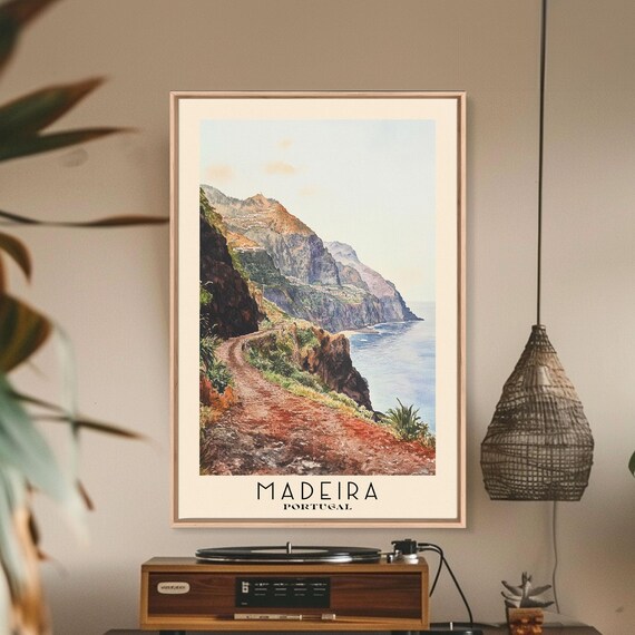 Madeira Portugal Dramatic Cliffs Coastal Trail Ocean View Poster