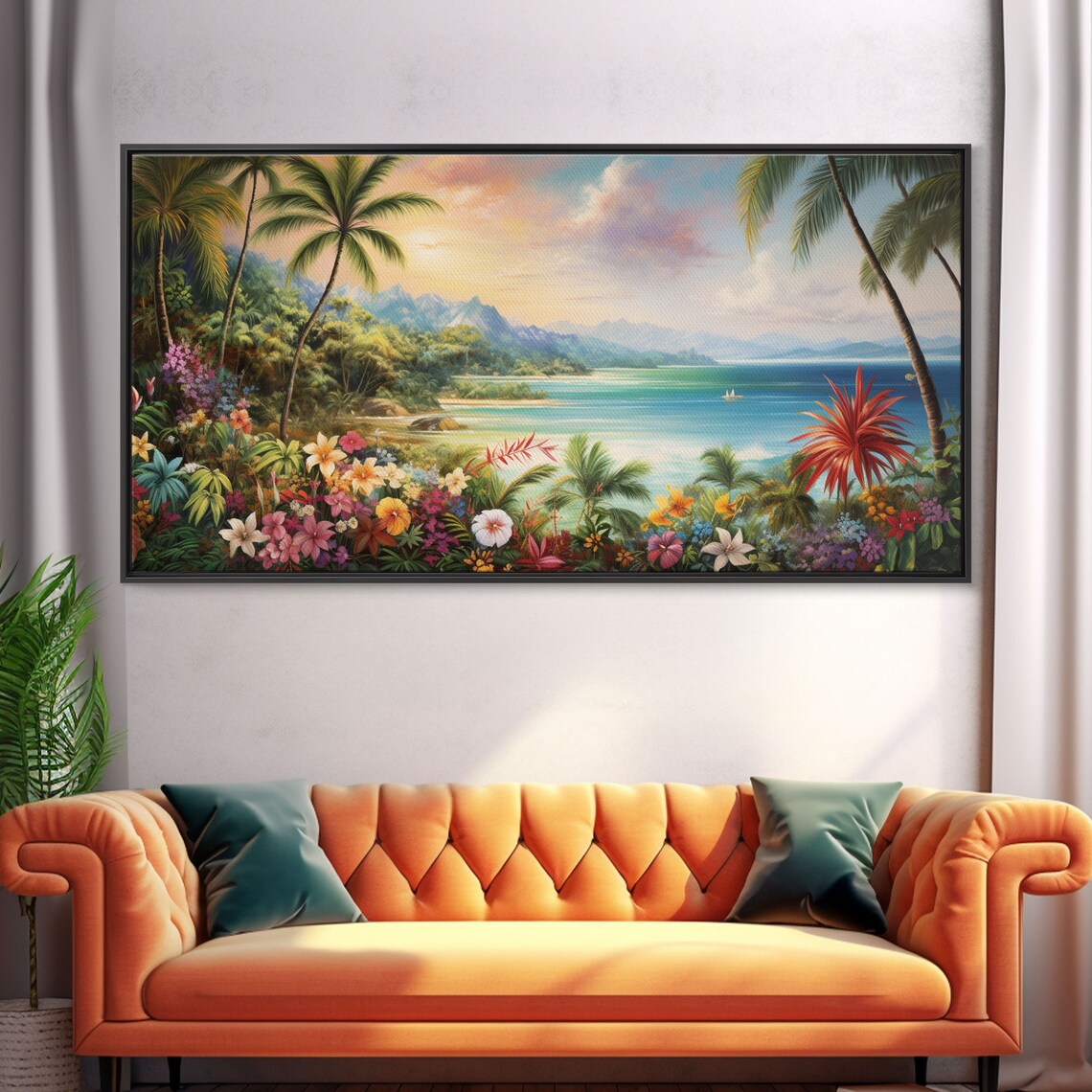 Palm Trees Beach Art Print, Tropical Landscape - Image 4