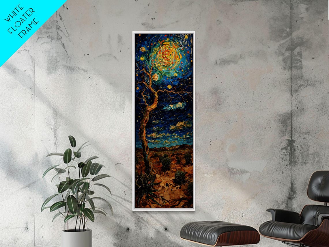 Starry Night Desert Tree Van Gogh Style Swirling Sky Art Print - Image 5