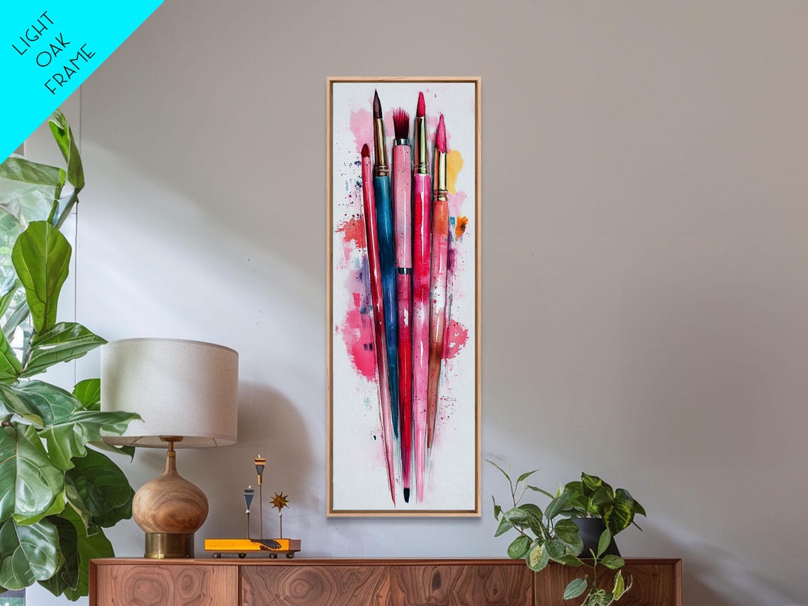 Artistic Paintbrushes Print Vibrant Whimsical Wall Art Cottagecore Aesthetic Creative Studio Decor Vertical Long Narrow Art - Image 6