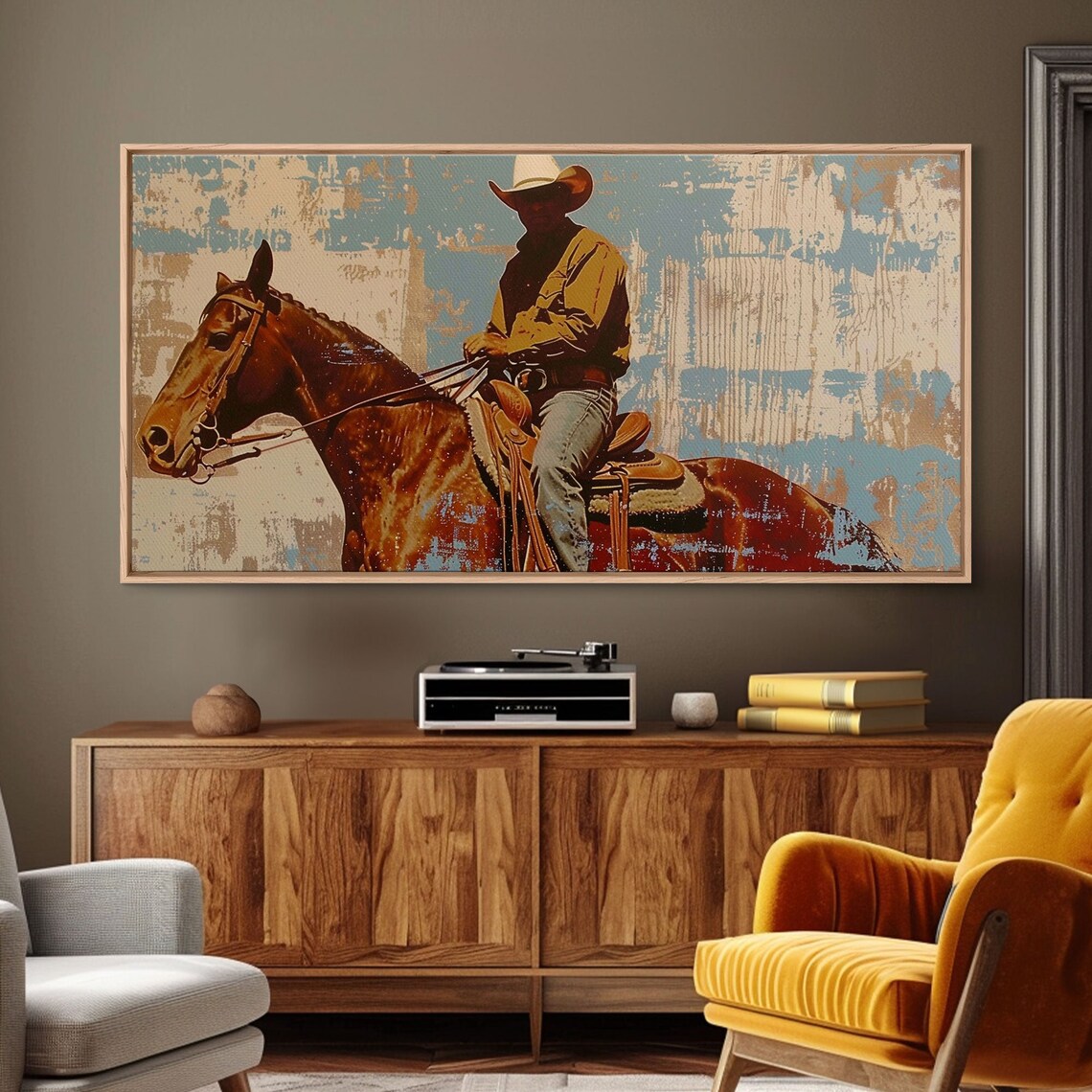 Minimalist Cowboy Desert Scene, Boho Art Print - Image 3
