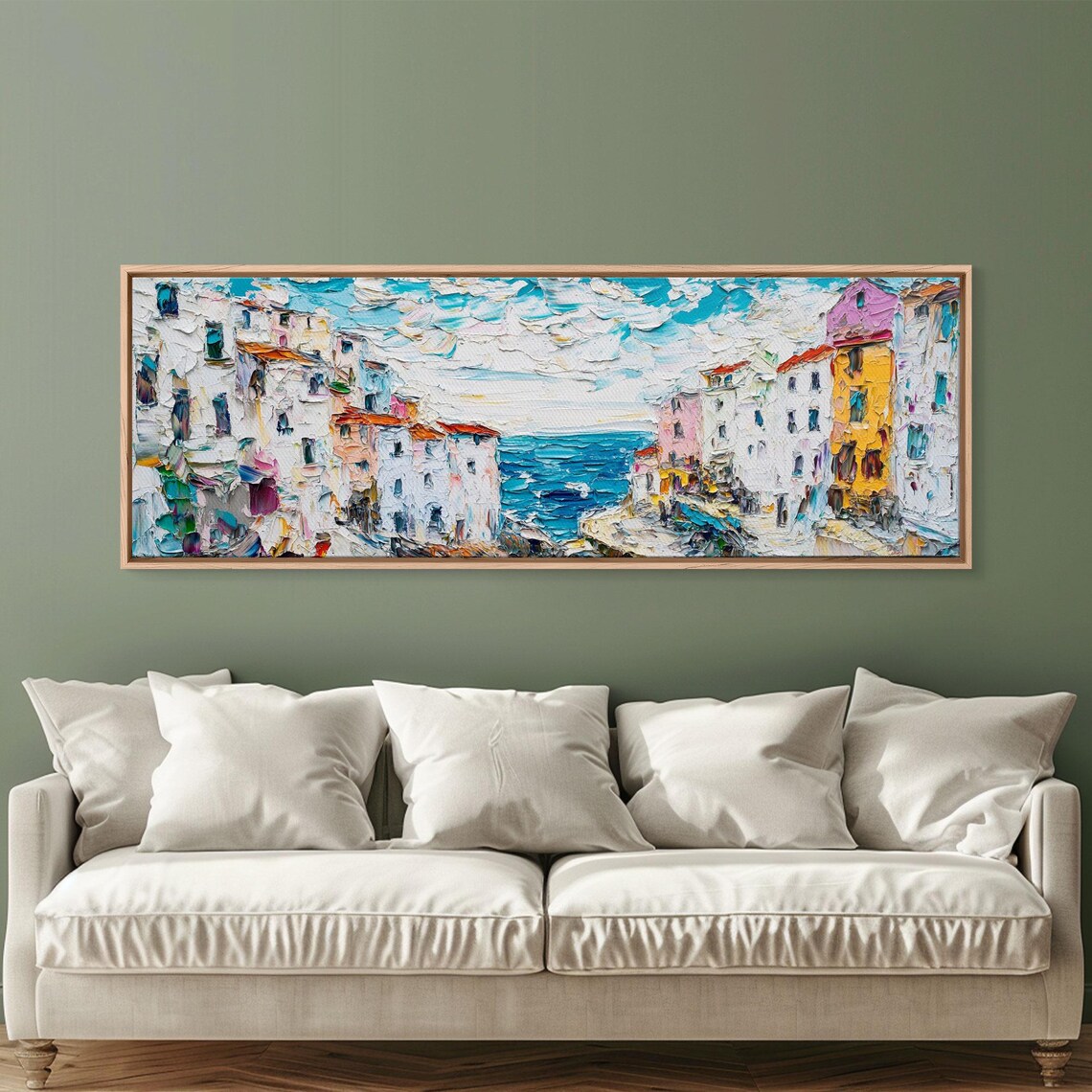 Italian Seaside Town Impasto Pastel Coastline Panoramic Travel Poster - Image 6