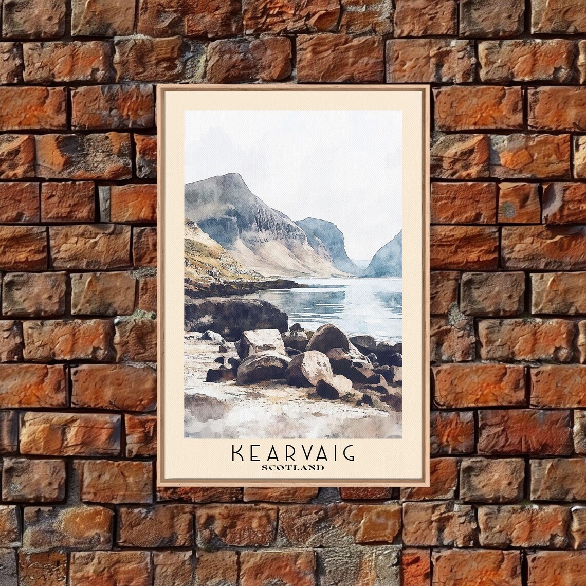 Kearvaig Scotland Rocky Shore Misty Highland Coast Watercolor Poster Art - Image 5