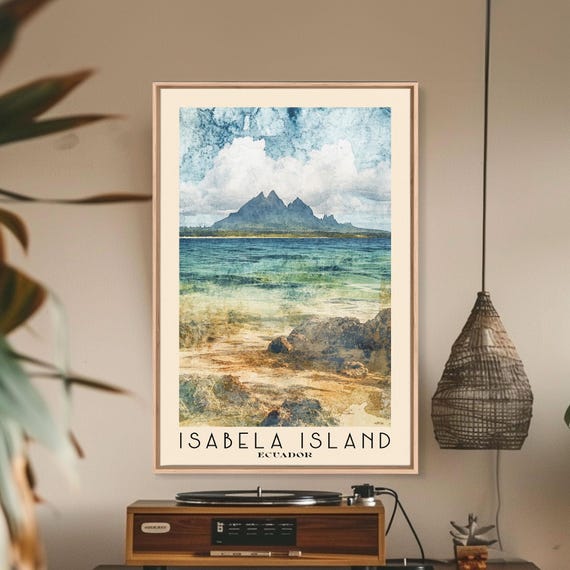 Isabela Island Ecuador Watercolor Print Vacation Gift Ecuador Wall Art Beach Painting Beach Decor Beach Or Lakehouse Art