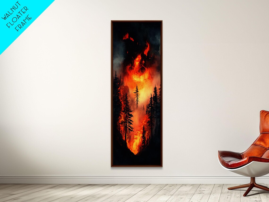 Intense Forest Fire Burning Pines Orange Flames Dramatic Scene Art Poster - Image 2