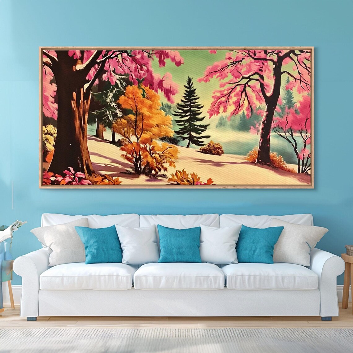Colorful Autumn Path Pink Orange Trees Vivid Fall Landscape Poster - Image 6