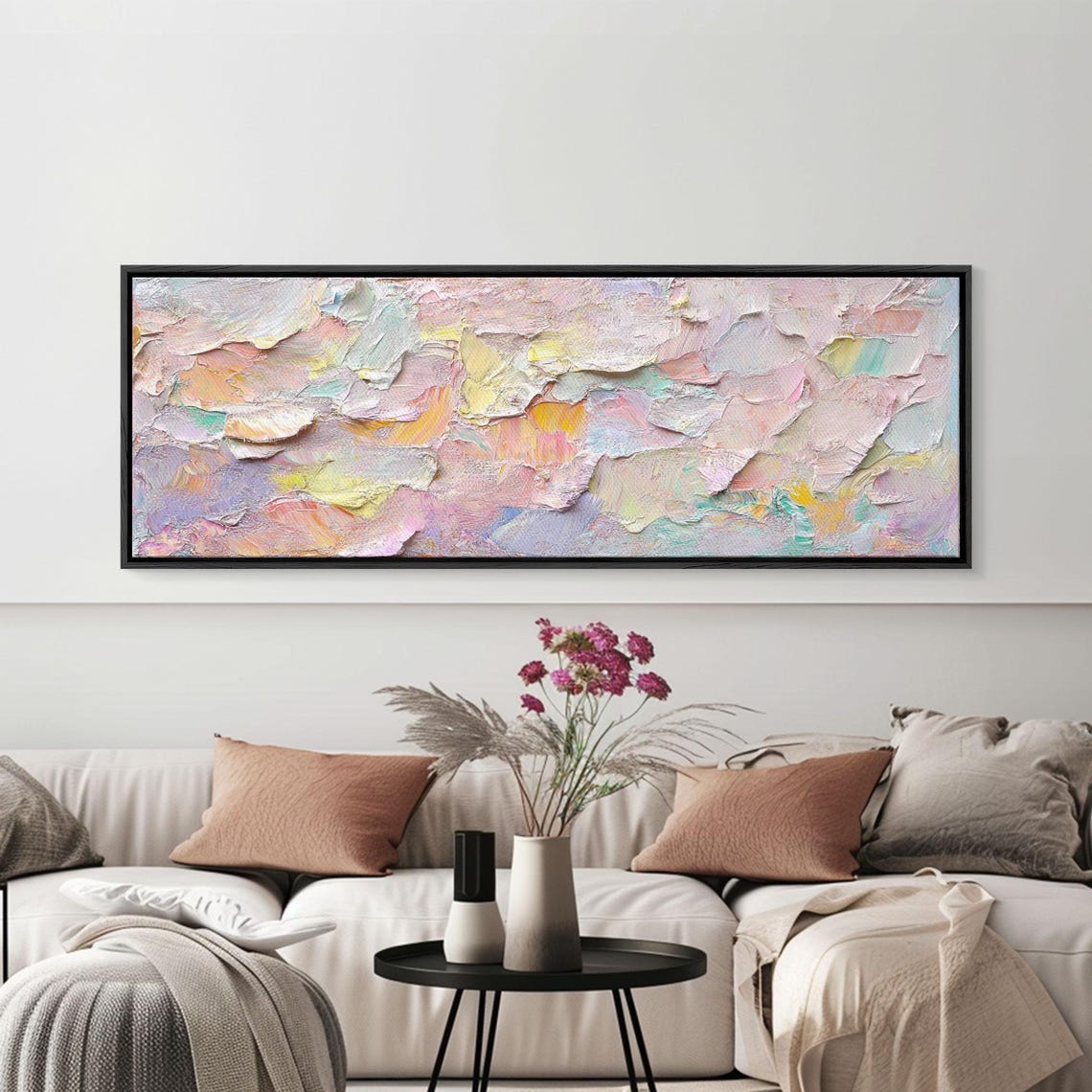 Pastel Impasto Texture Pink Lavender Abstract Cloudscape Art Print - Image 6