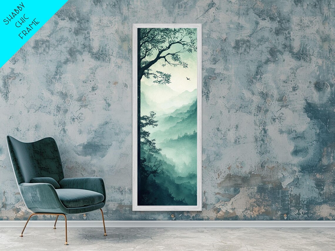 Misty Green Forest Mountain Panorama Zen Nature Scene Poster - Image 4