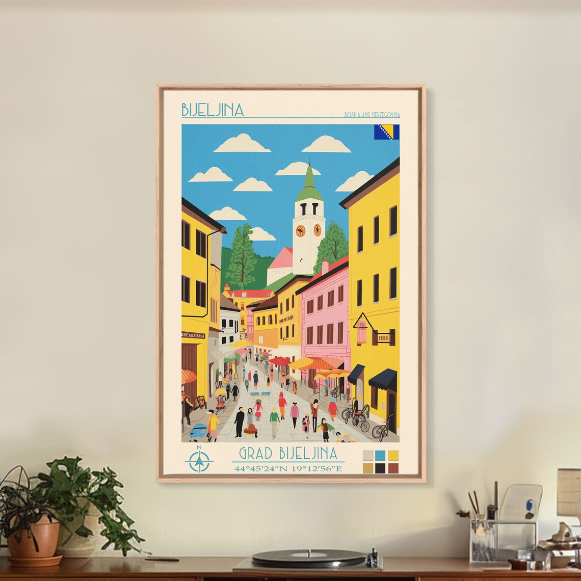 Bijeljina Bosnia Herzegovina Lively Market Square Clock Tower Poster - Image 4