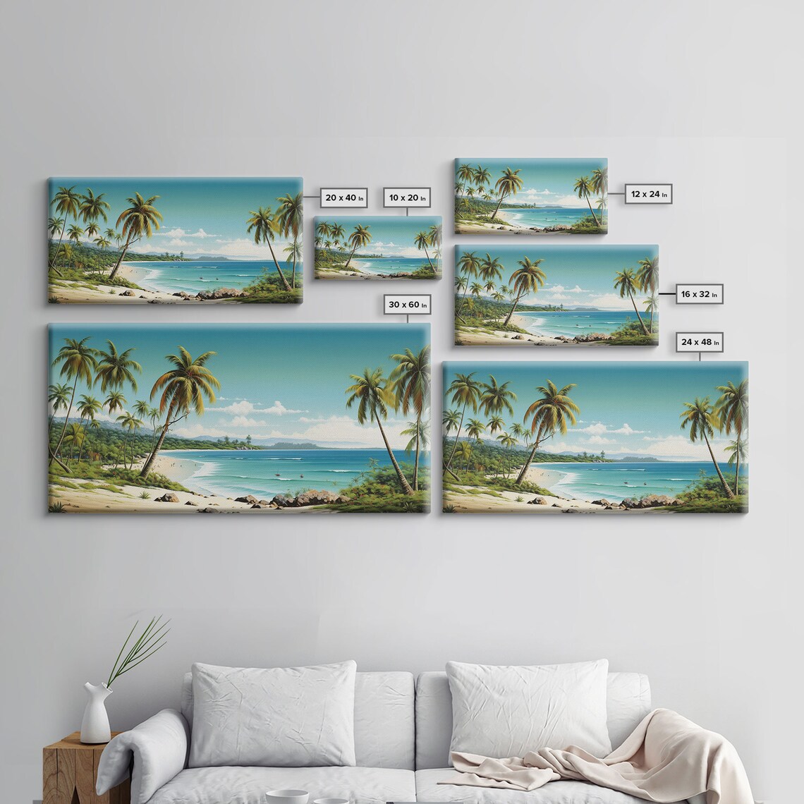Tropical Palm Tree Beach Landscape, Ocean Art Print - Image 2