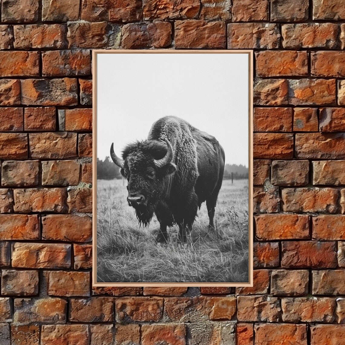Majestic Bison Black and White Photography Wild Buffalo Art Poster - Image 2