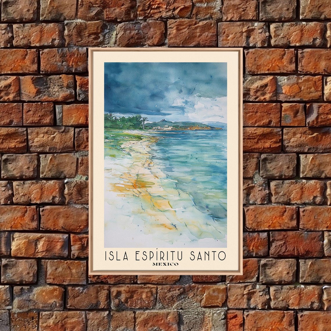 Isla Espiritu Santo Mexico Turquoise Bay Watercolor Coastline Poster - Image 5