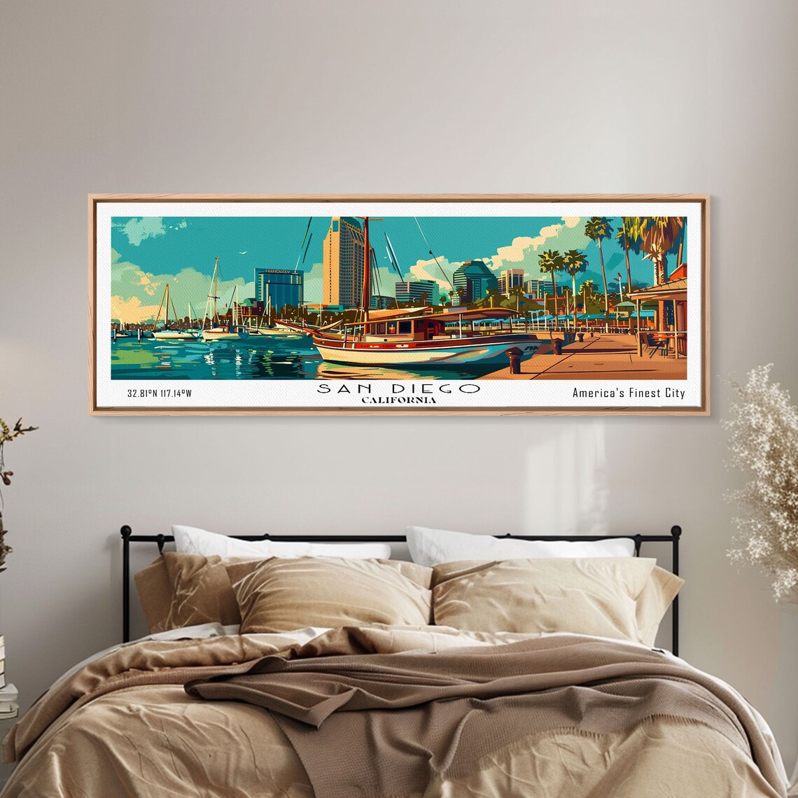 San Diego California Panoramic Travel Poster, Mid Century - Image 6