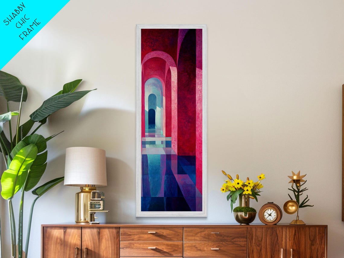 Magenta Archway Corridor Abstract Architecture Blue Depth Poster - Image 6