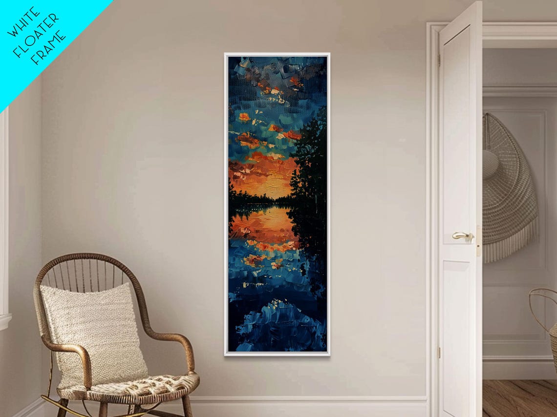 Reflective Sunset Over Calm Waters Minimalist Farmhouse Art For Rustic Decor Boho Style Wall Art In Tall Print - Image 4