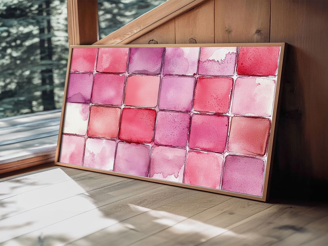 Pink Watercolor Swatch Grid Minimalist Color Palette Squares Poster - Image 4