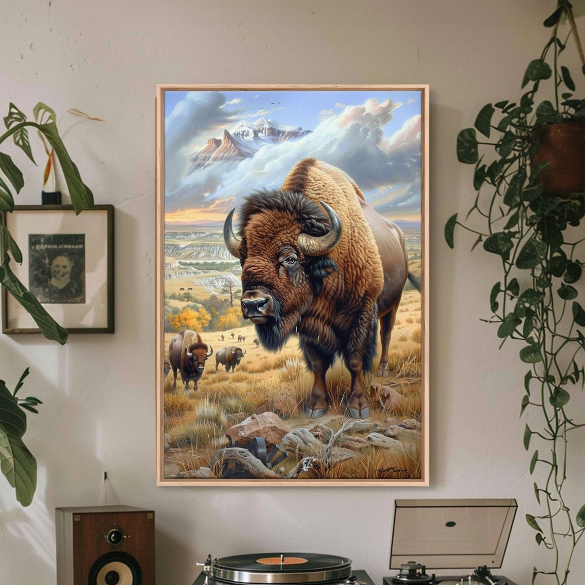Majestic Bison Mountain Prairie Western Wildlife Art Wall Poster - Image 3