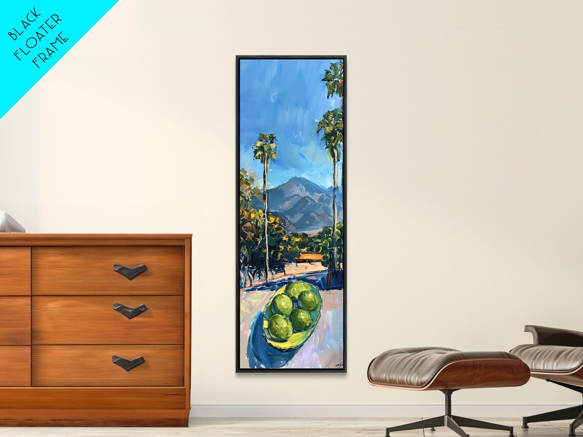 California Palm Trees Dusk Mountain Citrus Bowl Still Life Art Poster - Image 3