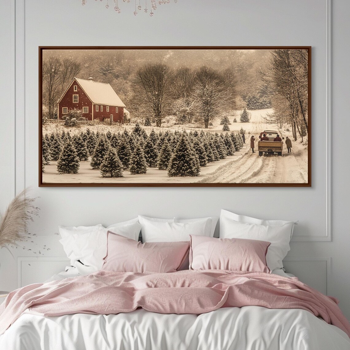Snowy Farmhouse Christmas Tree, Rustic Holiday Art Print - Image 4