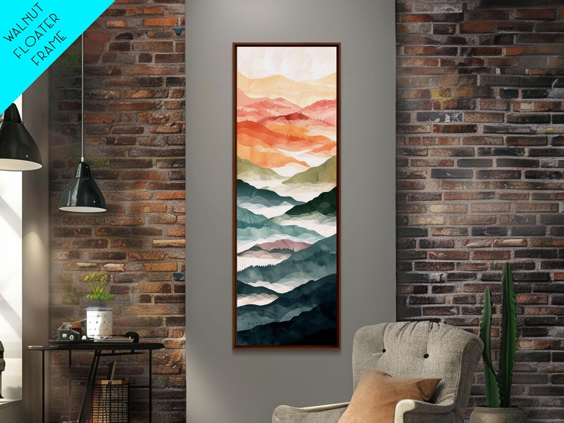 Layered Mountain Ridges In Soft Pastel Watercolor Hues Art Print - Image 4