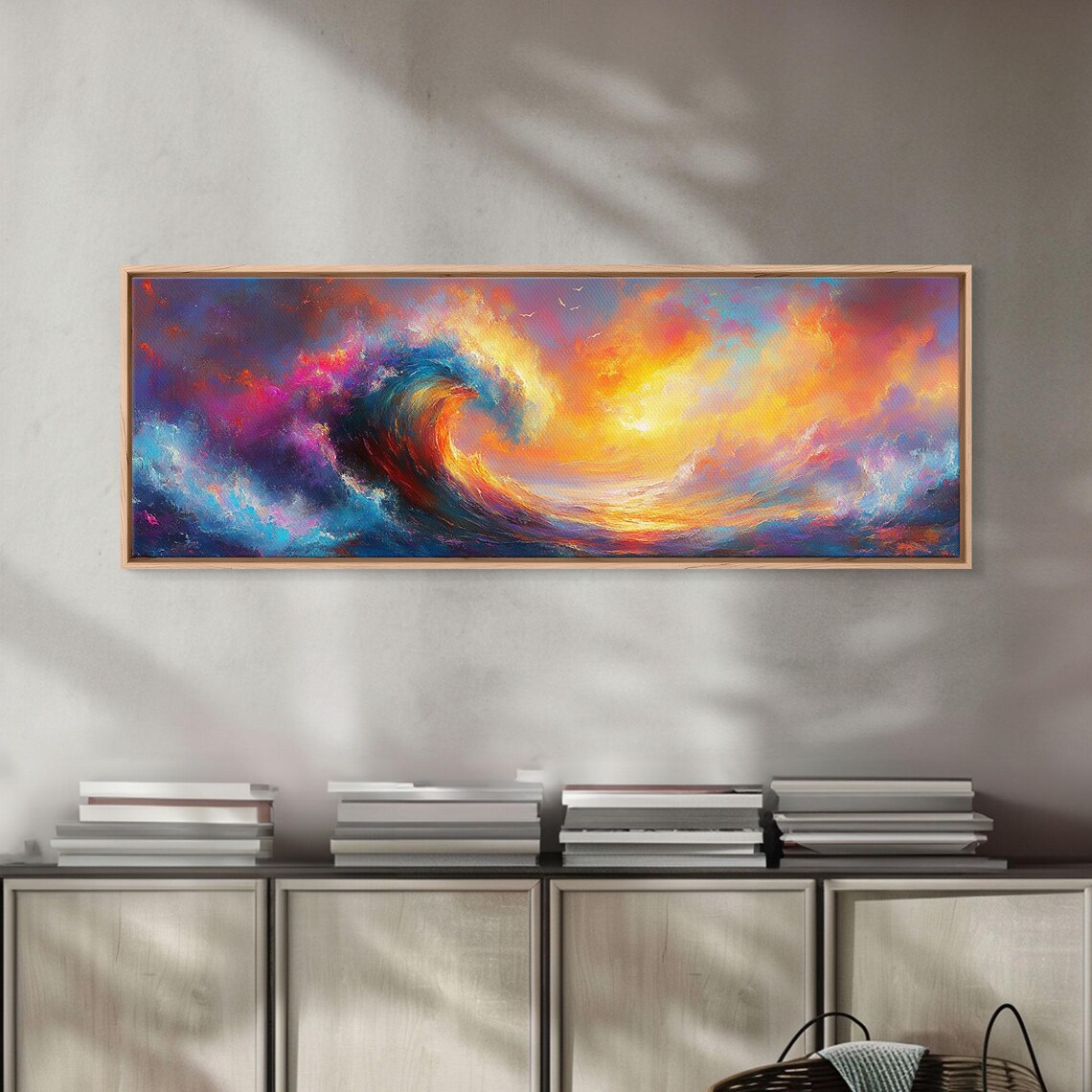 Rainbow Ocean Wave Sunset Surf Painting Vibrant Colorful Seascape Wall Art Poster - Image 2