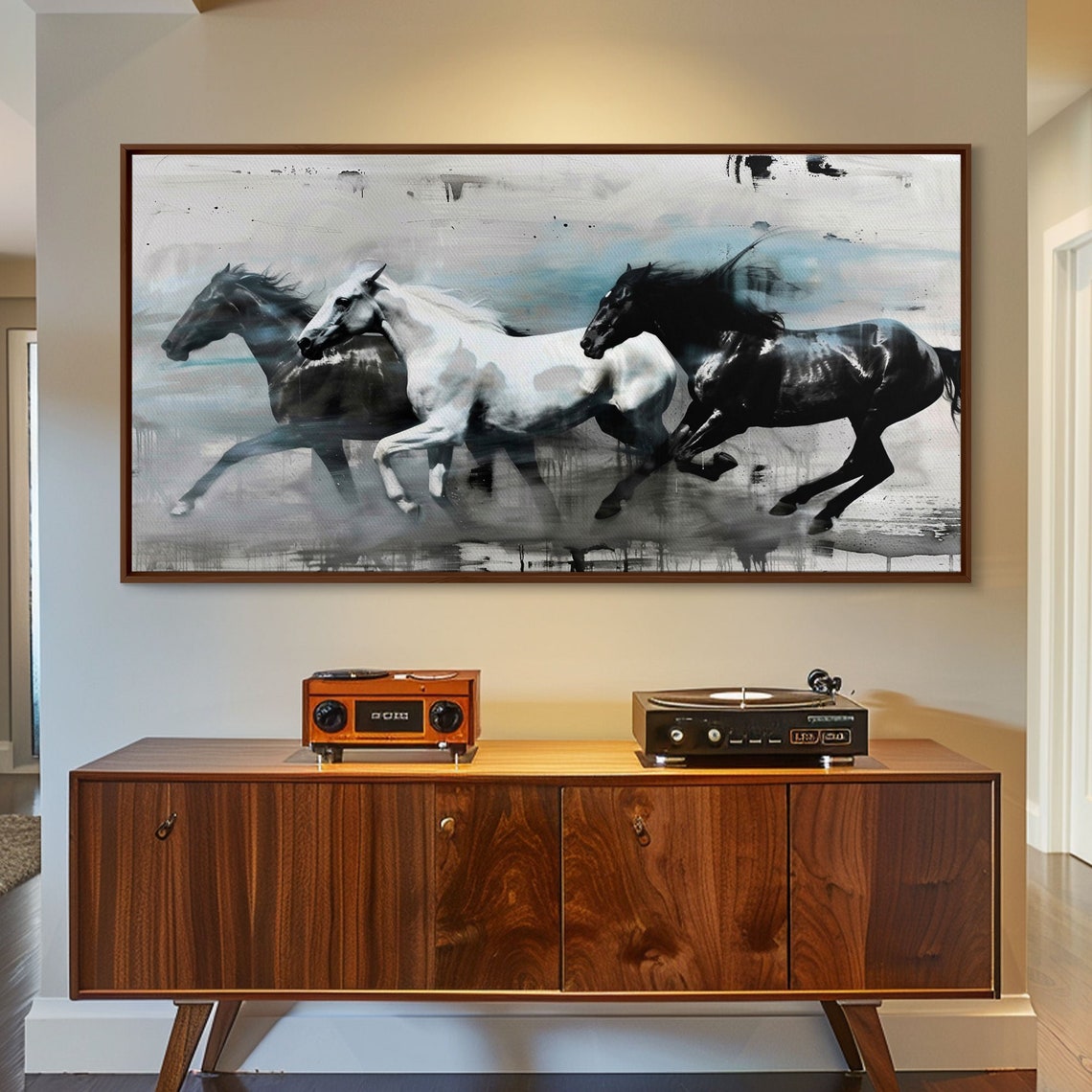 Stunning Trio Of Horses Running In Field Perfect For Living Room Art Framed Print Bedroom Decor Home Decoration Horse Lover Gift