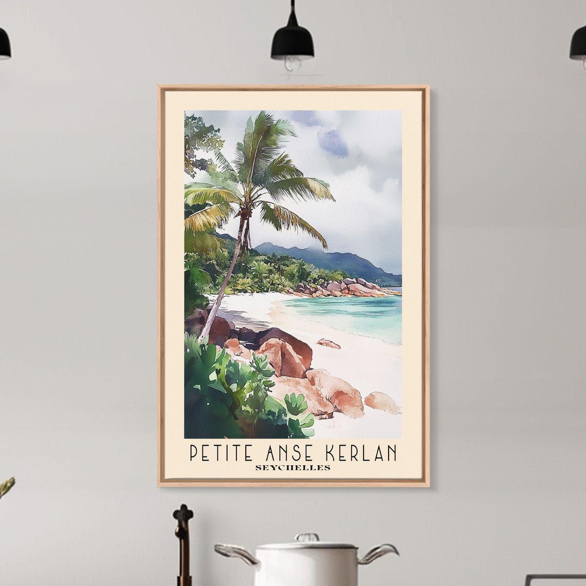 Petite Anse Kerlan Seychelles Leaning Palm Boulder Beach View Poster - Image 6