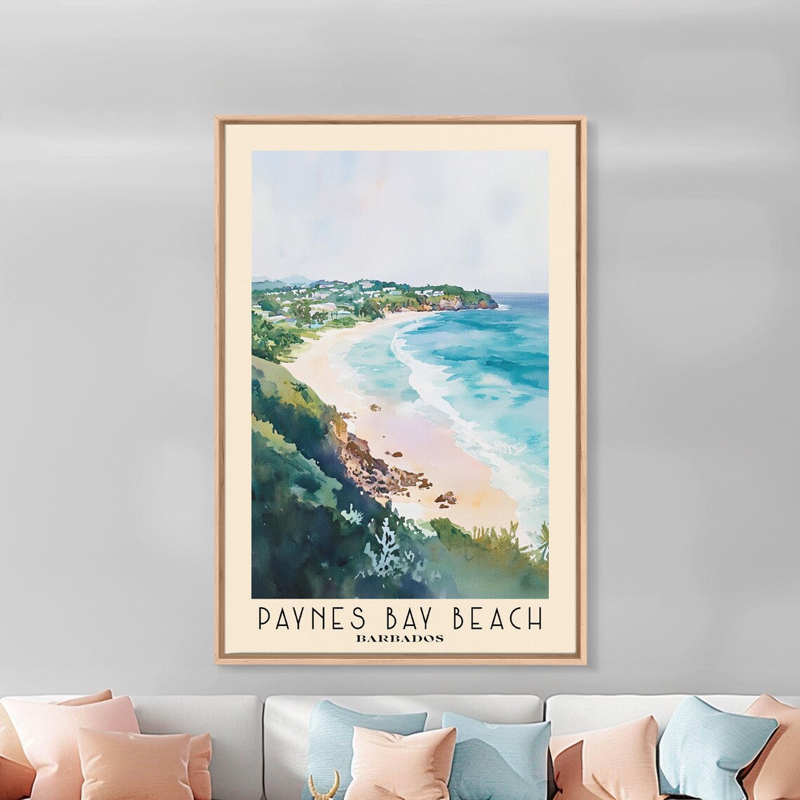 Paynes Bay Beach Barbados Cliff View Turquoise Surf Bay Curve Poster - Image 3