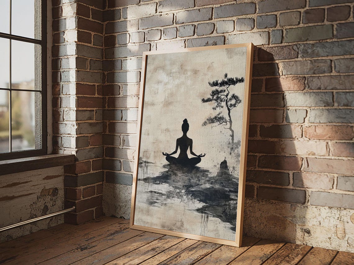 Serenity Silhouette Print Featuring Pine Tree Art Rustic Neutral Zen Wall Art Wabi Sabi Minimalist Decor For Peaceful Living - Image 6