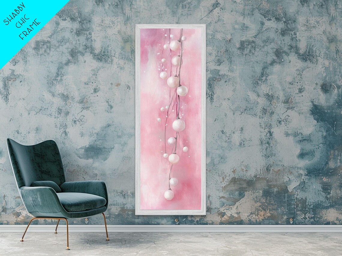 Hanging Fairy Lights On Pink Watercolor Cozy Minimalist Wall Art - Image 2