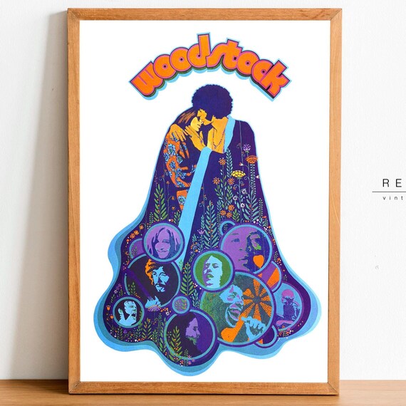 Woodstock Psychedelic Couple Embrace Peace Music Festival Poster