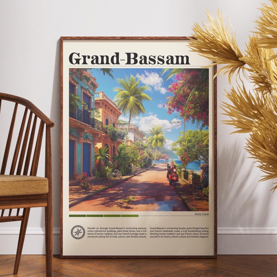 Grand-Bassam Ivory Coast Colonial Street Beach Travel Poster