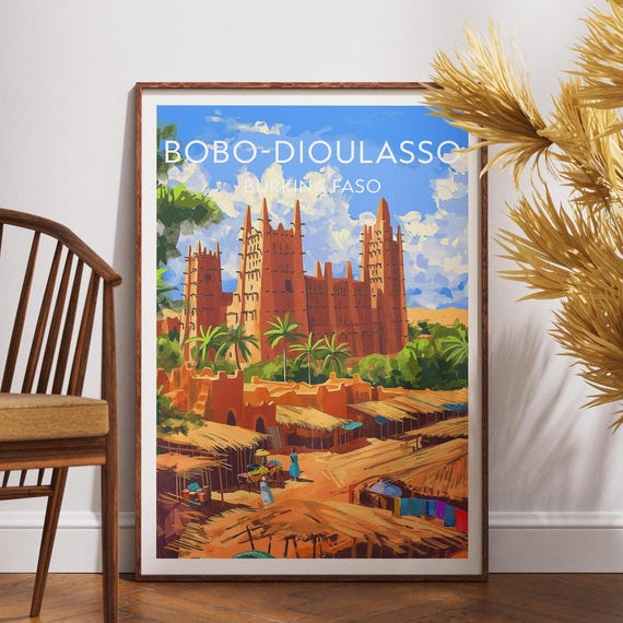 Bobo Dioulasso Travel Print Burkina Faso Poster Africa Wall Art
