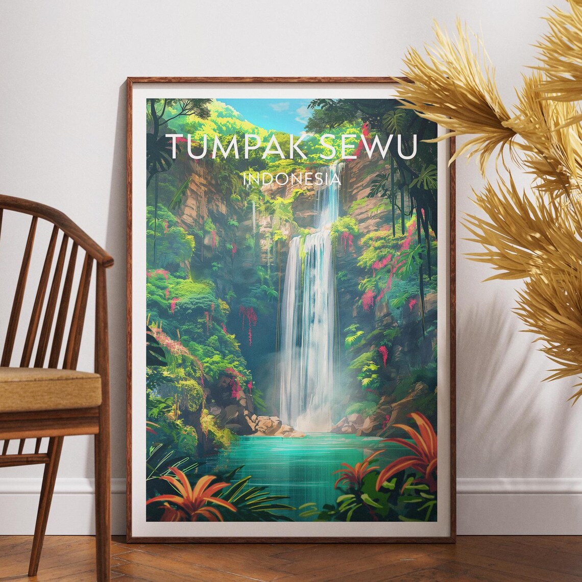 Tumpak Sewu Travel Poster, East Java Waterfall