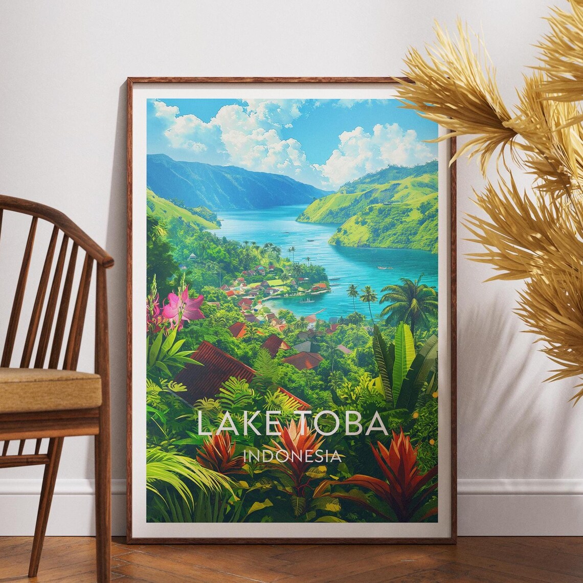 Lake Toba Travel Poster, Sumatra Indonesia