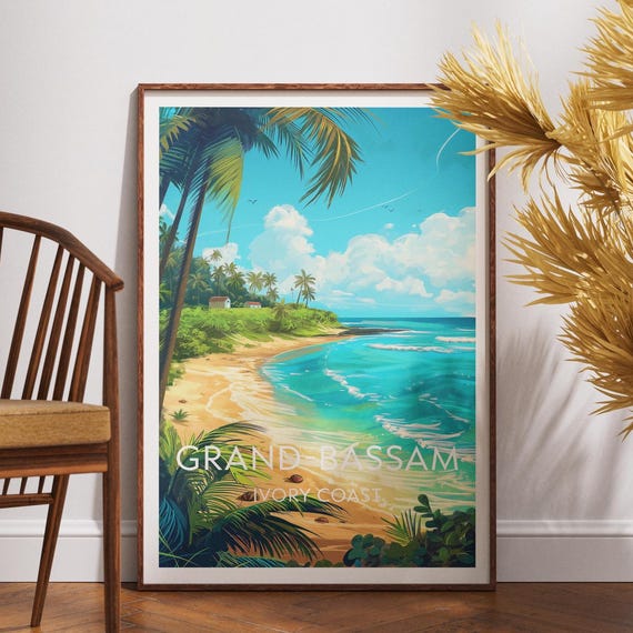 Grandbassam Poster Ivory Coast Print Travel Wall Art Africa African Wildlife