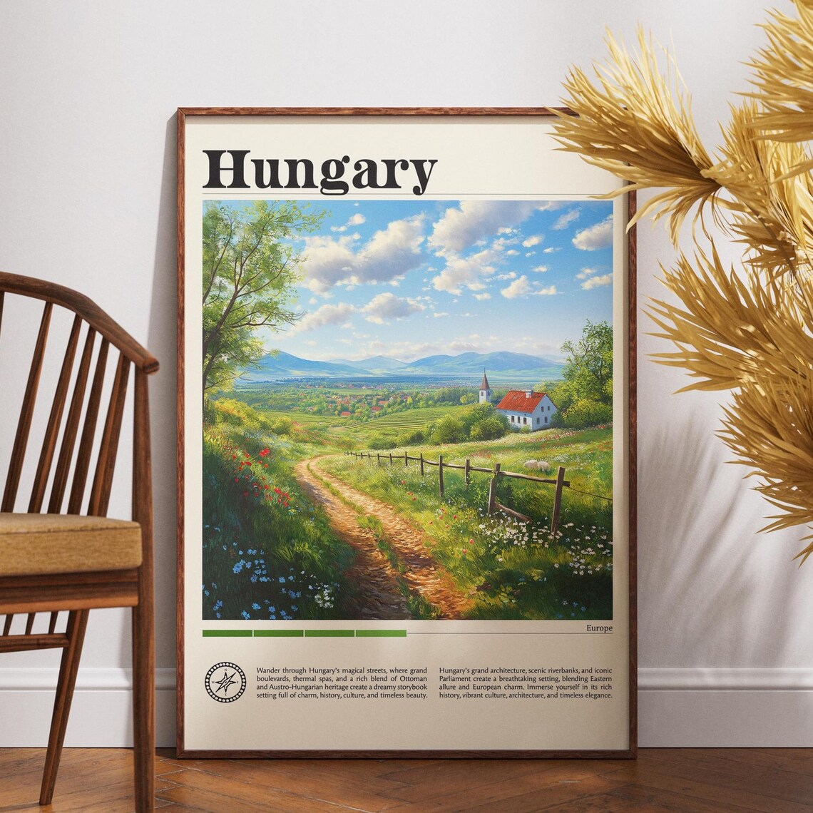 Hungary Europe Countryside Village Path Rolling Hills Travel Poster