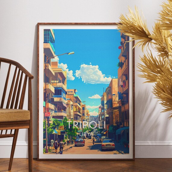 Tripoli Libya City Street Urban Scene Vintage Travel Style Poster