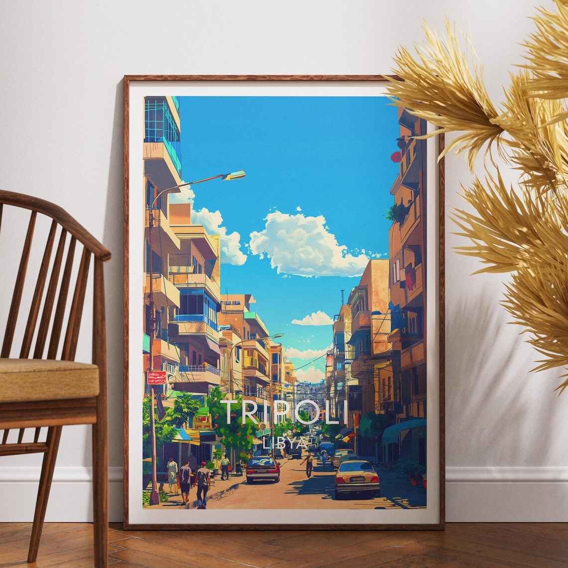 Tripoli Libya City Street Urban Scene Vintage Travel Style Poster