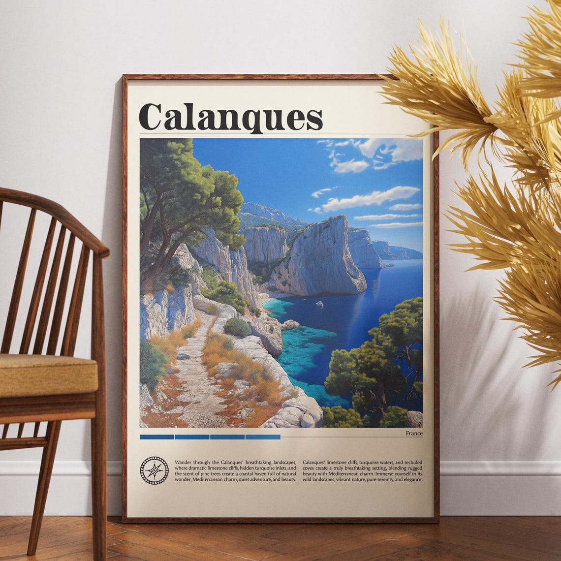 Calanques France Limestone Cliffs Turquoise Cove Travel Poster
