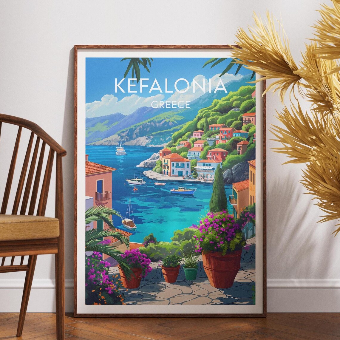 Kefalonia Travel Poster, Greece Wall Art